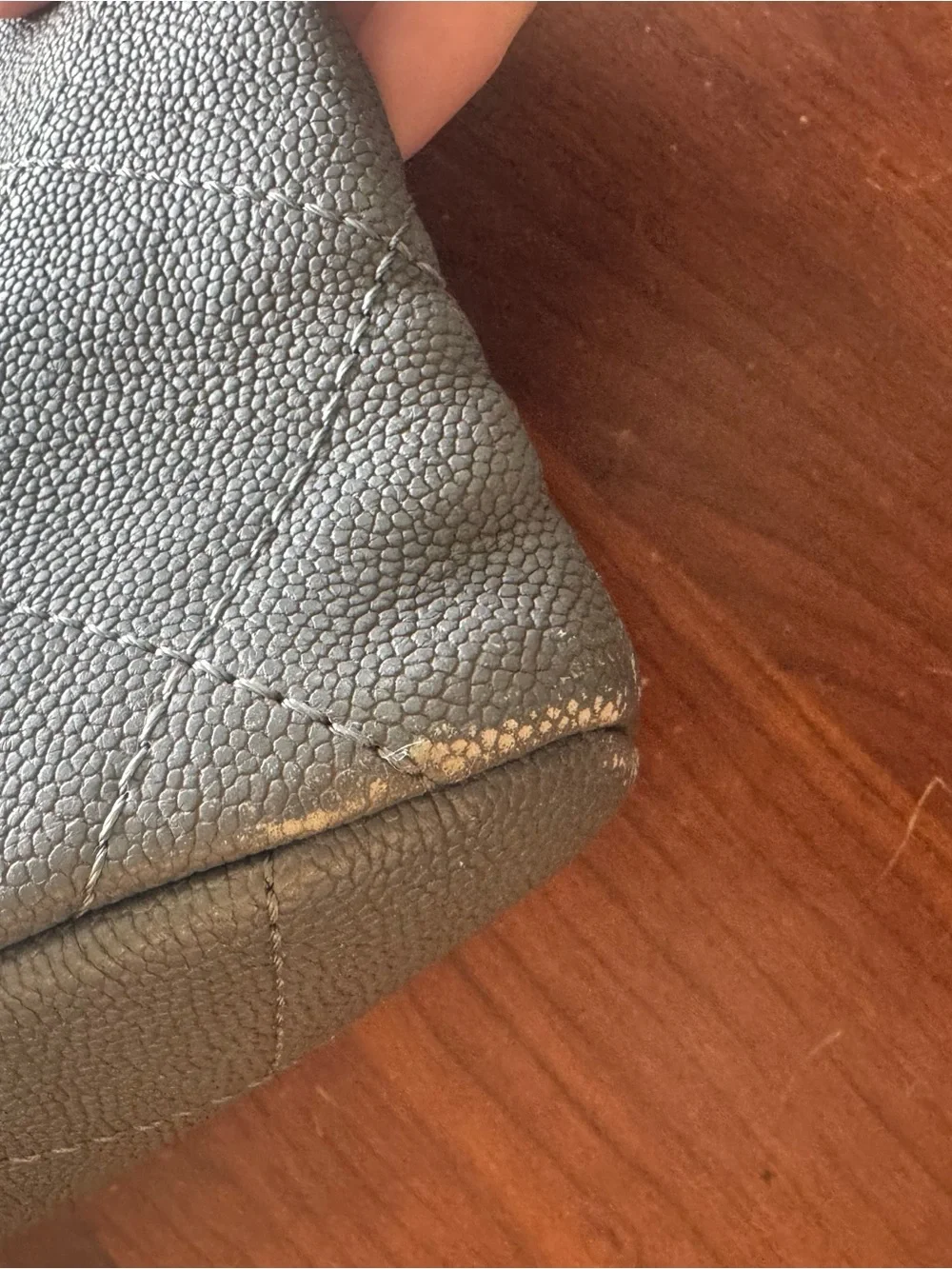 CHANEL Quilted Leather Tote in Grey with Chain-Strap